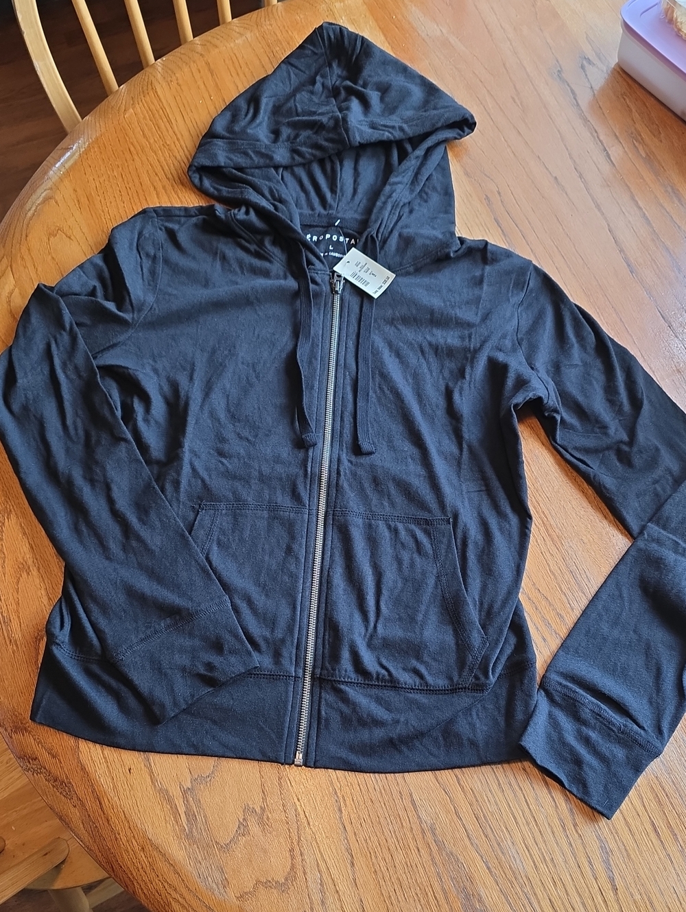 Black Zip-Up Hooded Jacket Aeropostale